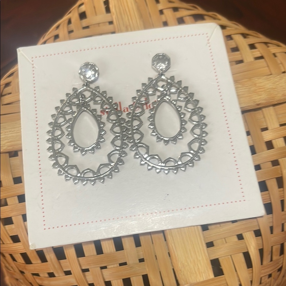 Stella & Dot Silver Teardrop Earrings